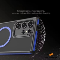Étui de téléphone magnétique fin et mat en PC+TPU pour Samsung Galaxy S25 S24 S22 S23 Ultra, compatible avec la charge sans fil, finition givrée