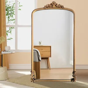 Espelho grande luxuoso para decoração de paredes, espelho grande de luxo para decoração de paredes, decorativo de madeira dourado para sala de estar, ideal para decoração de paredes grandes