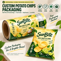 Emballage personnalisé pour chips et frites, film alimentaire pour snacks en rouleau, pochette préformée OEM haute barrière, faible MOQ