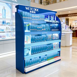 Exhibidor de Piso de Madera con Iluminación LED para Productos de Cuidado de la Piel de Alta Gama, Estantes para Cosméticos, Gabinete para Supermercados, Tiendas de Belleza y Comercios Minoristas - Product Image 1