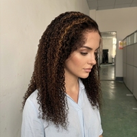 Perruque Lace Front HD 13*6*9 en Cheveux Humains Vierges, Bouclée Profonde, avec Balayage et Mèches, Nœuds Pré-décolorés, Bonnet Splicé, Sans Colle, Vente en Gros