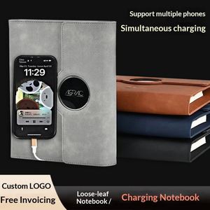 Carnet de notes A5 personnalisé en cuir PU 2026 avec lampe torche, bloc-notes et batterie externe sans fil à LED avec logo - Product Image 2