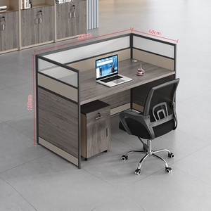 Pabrik grosir 2.4m 4 Orang kayu Modular meja kerja meja kantor furnitur Coworking kursi kantor dan Set meja - Product Image 5