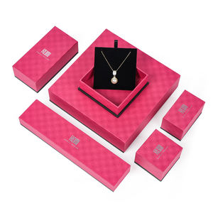 Romi <span class=keywords><strong>Rose</strong></span> rouge papier boîte à bijoux ensemble avec sac cadeau ensemble complet emballage pour bague boucle d'oreille collier - Product Image 3