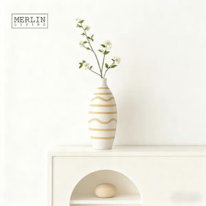 멀린 리빙 럭셔리 홈 데코 테이블 클레이 꽃병 화이트 세라믹 꽃병 큰 꽃병 장식 차오저우 세라믹 공장 도매 OEMODM - Product Image 4