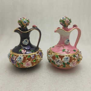 Petite théière bibelot décoration de table cadeaux boîte à bijoux en émail petite boucle d'oreille boîte en métal strass étain boîte cadeau antique cadeau - Product Image 6