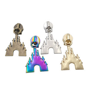 Pull à fermeture éclair en métal château personnalisé #5 extracteur <span class=keywords><strong>de</strong></span> fermeture éclair pour sac en nylon tête coulissante à fermeture éclair arc-en-ciel pour vêtements - Product Image 6