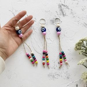 <span class=keywords><strong>Porte</strong></span>-clés turc tissé contre le mauvais œil avec alliage de zinc écologique et perles colorées - Accessoire de sac et pendentif de décoration intérieure - Product Image 6