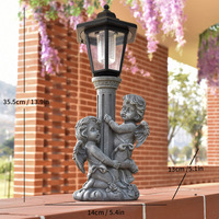 Statue de jardin en résine LED solaire personnalisée, sculpture d'ange en colonne romaine, éclairage décoratif pour pelouse et jardin.