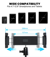 Support de tablette et de téléphone à ventouse 360° °   Support rotatif réglable pour pare-brise et tableau de bord, compatible avec les appareils de 4,7 à 12,9 pouces