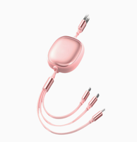 Kabel Pengisian Daya Super Cepat 3-in-1 1-ke-3 Dapat Ditarik Ulang 100W Casing Aluminium Kompatibel USB 2.0/3.0