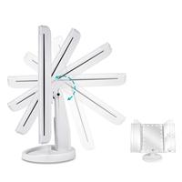 Cermin Kosmetik Lipat Tiga LED Isi Ulang MS-01 dengan Perbesaran 1X/2X/3X, Sakelar Sentuh, untuk Kamar Mandi