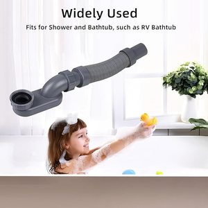 ท่อระบายน้ำอ่างอาบน้ำแบบยืดหยุ่น โปรไฟล์ต่ำ สำหรับอ่างแช่เท้า พร้อม P-Trap วัสดุพลาสติกทันสมัย - Product Image 3