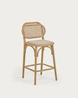 Chaise haute de bar en bois massif de noyer et en rotin de style rétro pour bar et restaurant, vente en gros