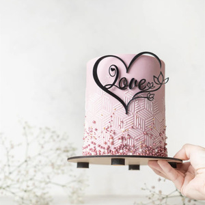 ท็อปเปอร์เค้กอะคริลิค รูปหัวใจ น้ำผึ้งและรสหวาน สำหรับตกแต่งเค้กวันวาเลนไทน์ ชุดตกแต่งคัพเค้ก สีทองและสีโรสโกลด์ - Product Image 4