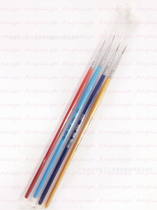 Pinceau à manche en bois pour nail art, avec virole sertie, 4 couleurs, en nylon, pour gel UV, stylo de peinture pour dessin floral - Product Image 3