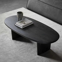 Table basse ovale en bois massif de style nordique raffiné, table à thé vintage inspirée des B&B, design créatif pour salon