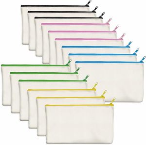 Pochette zippée en toile de coton noire vierge pour artisanat DIY, idéale pour factures, reçus, cosmétiques, fêtes et cadeaux - Product Image 1