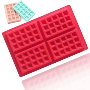 4 Cavity Waffle Silicone Mold Cake Chocolate <b>Craft</b> Candy Soap Baking Mold - Product Image 1