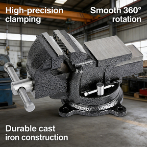 Étau de table en acier de qualité industrielle avec mâchoires à dégagement rapide et base rotative pour réparation mécanique à domicile et en garage - Product Image 3