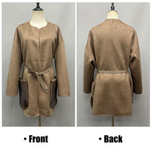 O <span class=keywords><strong>collo</strong></span> vera <span class=keywords><strong>pelliccia</strong></span> di visone tasche in lana Cashmere cappotti di lana di lusso <span class=keywords><strong>per</strong></span> le donne cappotti di lana <span class=keywords><strong>per</strong></span> l'inverno - Product Image 4