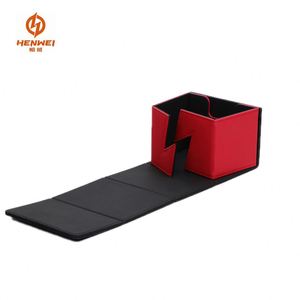 Boîte de rangement pour jeux de cartes en cuir PU rouge, coins carrés, résistante à l'eau, pour cartes à collectionner - Product Image 4