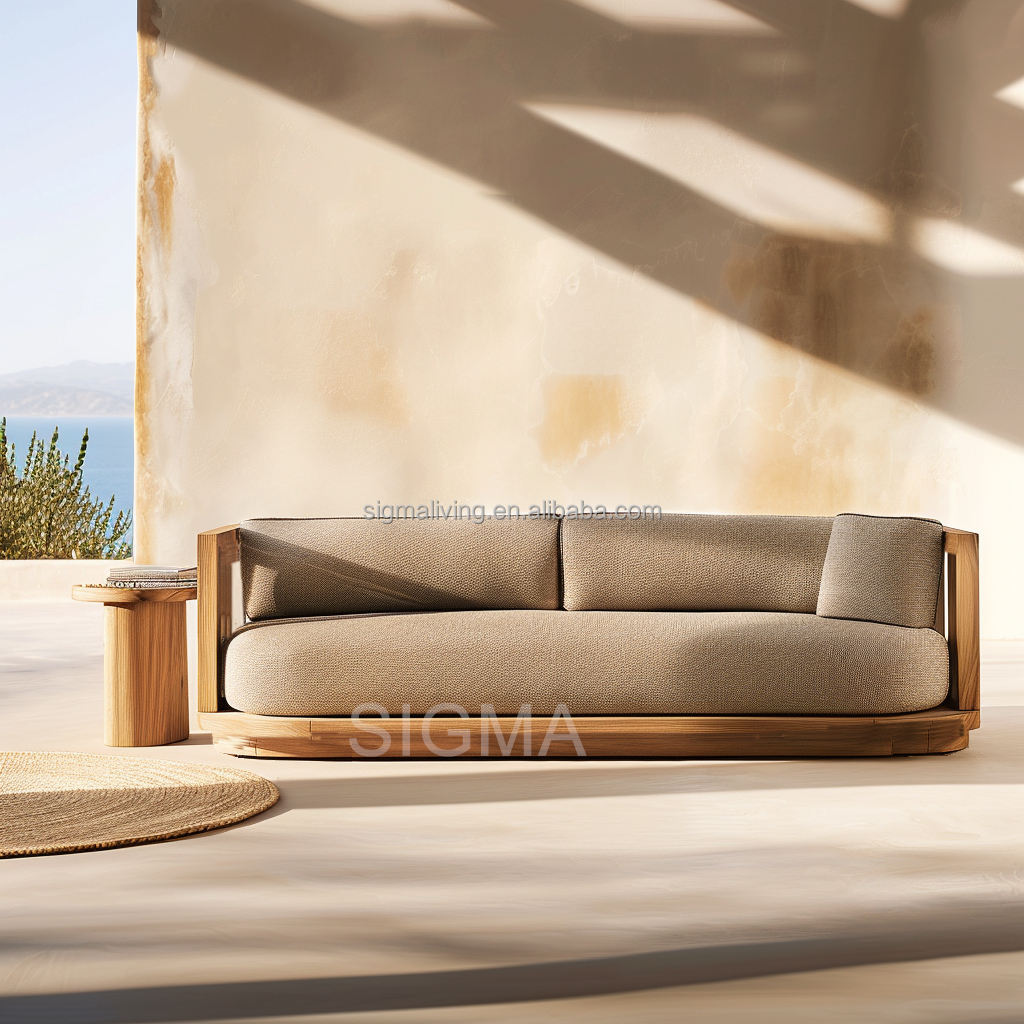High Quality Factory Custom Patio Garden Teak Wood Sofa Modern Style All Weather Teak Sofa Outdoor Furniture Garden Sofa