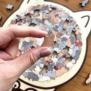 <span class=keywords><strong>Puzzle</strong></span> en <span class=keywords><strong>bois</strong></span> en forme de <span class=keywords><strong>chat</strong></span>, <span class=keywords><strong>puzzle</strong></span> en <span class=keywords><strong>bois</strong></span> coloré d'animaux, cadeau parfait pour les adultes, idéal pour les amoureux des chats, décoration d'intérieur - Product Image 2