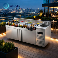 Station de bar à cocktails robuste, résistante à l'eau, en acier inoxydable, pour la préparation de boissons commerciales