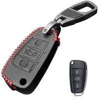 Étui de remplacement en cuir à 3 boutons pour clé de voiture pliable avec télécommande, compatible avec les modèles A2, A3, A4, A6, A6L, A8, Q7, TT