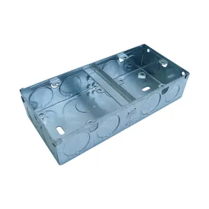 BS standard 1 2 gang switch and socket electric back box electrical steel wall outlet gang box metal junction box