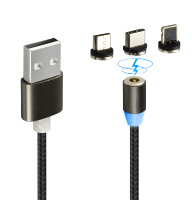 Câble magnétique 3 en 1 Type-C USB Câble de charge magnétique