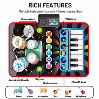 Tapis de jeu pour bébés 2 en 1, piano et batterie, multifonctionnel, interaction parent-enfant, couverture musicale électronique