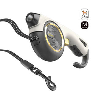 Night walker Durable 4M Retract able LED Hunde leine Ergonomischer Griff Drei Beleuchtungs modi Gold Dekor Ring Modisches Nylon Eisen - Product Image 1