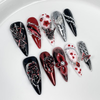Faux ongles à presser faits main de style INS, longueur moyenne, de luxe, réutilisables, vente en gros