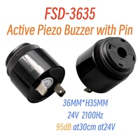 Buzzer piézoélectrique actif 24V à son continu, haute pression sonore 95dB, alimentation CC interne, alarme de panneau, type broche FUET