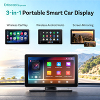 Écran d'affichage intelligent portable Ottocast 3-en-1 pour voiture, 7 pouces, CarPlay sans fil, Android Auto, t FOTA, haut-parleur intégré, CE FCC