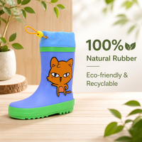 Bottes de pluie pour enfants en caoutchouc naturel de qualité supérieure, douces, confortables, imperméables, avec col à cordon, bottes Wellington pour tout-petits et enfants, OEM