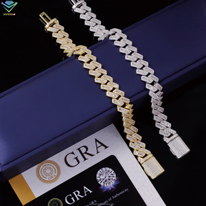 Bracelet tendance T baguette, chaîne cubaine, plaqué or, argent sterling 925, certificat GRA, testeur de diamants, moissanite VVS, cadeau - Product Image 1