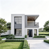 Villa préfabriquée modulaire de luxe, design européen moderne, structure en mousse de ciment, toit en pente, jardin, chambre, salle de bain, salle de sport, prête à l'emploi