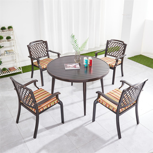 Venta al por mayor de aluminio fundido dia.<span class=keywords><strong>120</strong></span> <span class=keywords><strong>cm</strong></span> mesa redonda y sillas para comedor Cafetería Restaurante muebles de jardín al aire libre - Product Image 6