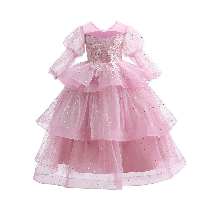 Dulce Rosa rojo lentejuelas flor niños boda Vestido de graduación princesa elegante vestido de noche de lujo niños niñas vestido ropa de fiesta