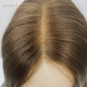 Pelucas kosher judías rectas de hueso de vendedor de <span class=keywords><strong>cabello</strong></span> chino crudo con parte superior de encaje frontal y reflejos rubios cenicientos - Product Image 2