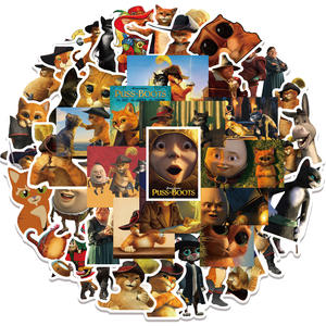 50PCS EE. UU. Animación divertido lindo <span class=keywords><strong>gato</strong></span> de dibujos animados aventuras comedia Puss in Boots pegatina - Product Image 4