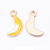 Emaille aardbei fruit bedel gouden kleurige legering hanger voor kinderlunchbox rits trekkoord