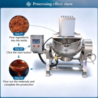 Marmite industrielle hydraulique inclinable à double enveloppe pour la cuisson et le mélange de beurre de noix, de caramel, de halwa et de pâte de haricots