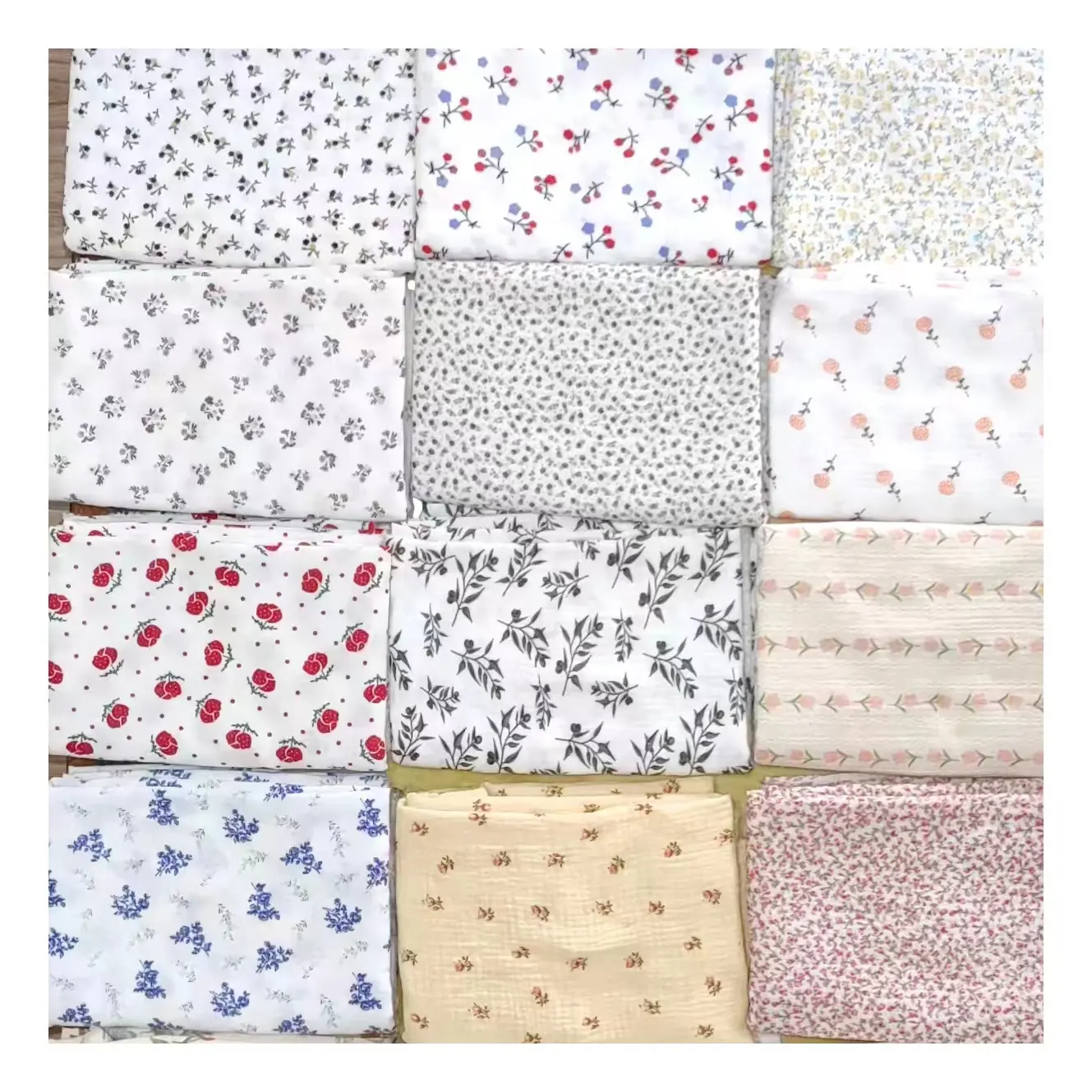 Good breathable custom printed cotton double gauze wholesale thin muslin fabric for baby