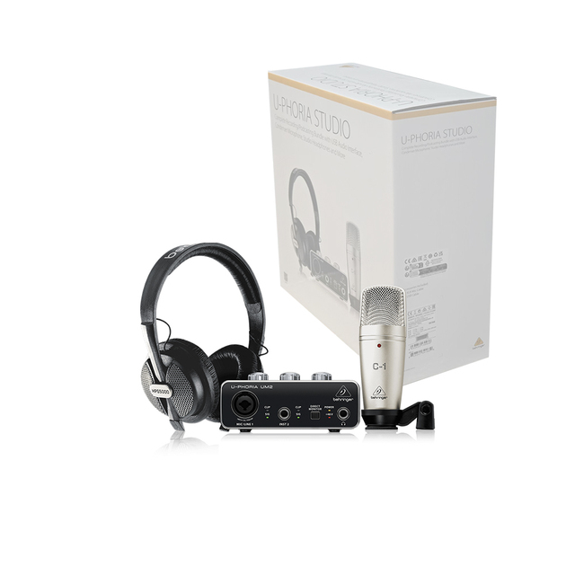 Behringer U-Phoria Studio Essentials Recording Bundle - USB Audio Interface, Condenser Microphone & Studio Headphones Kit