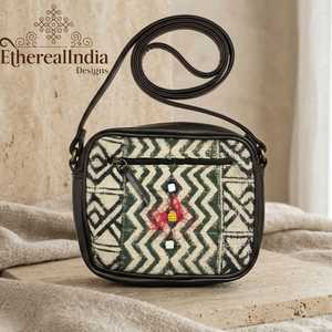 Banjara Embroidered Sling Bag Tribal Mirror Work Crossbody Handmade Cotton Boho Ethnic Purse - Product Image 2