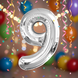 Ballon en aluminium argenté numéro 9, 80 cm, pour décoration de fête d'anniversaire pour enfants - Product Image 2